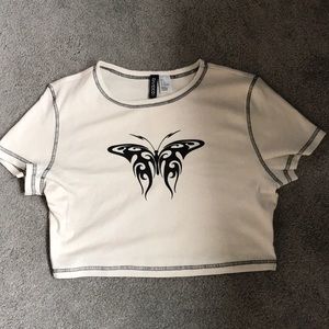 H&M cropped butterfly tee